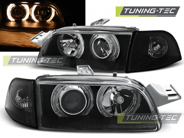 Upgrade Design Angel Eyes Scheinwerfer für Fiat Punto 1 (Typ 188) 93-99 schwarz
